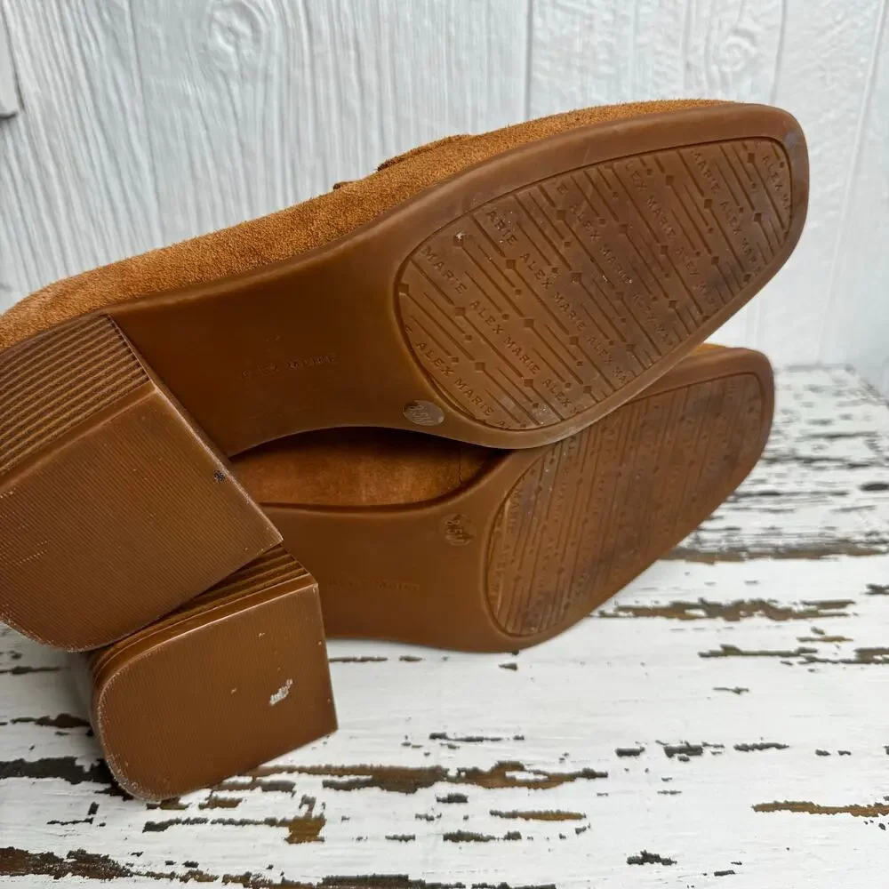 Alex Marie Women's Farin Loafer Pump Shoes Brown Leather Suede Size 8.5 M Camel - Picture 9 of 11